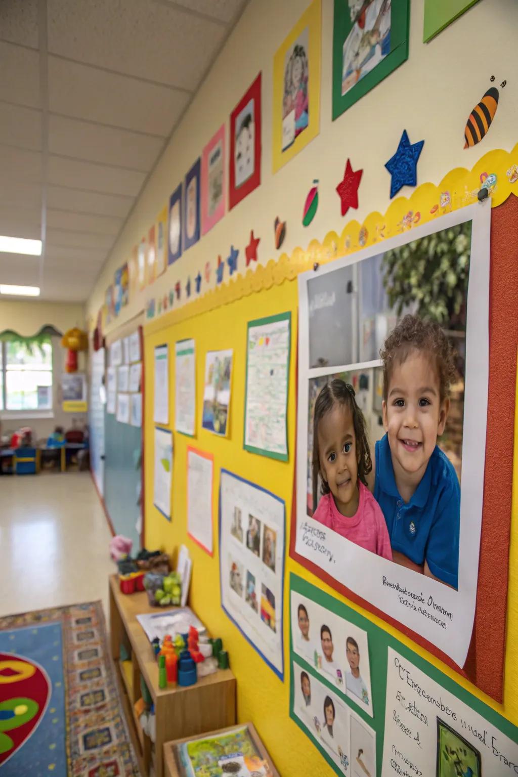 A display of student achievements showcasing children's accomplishments.