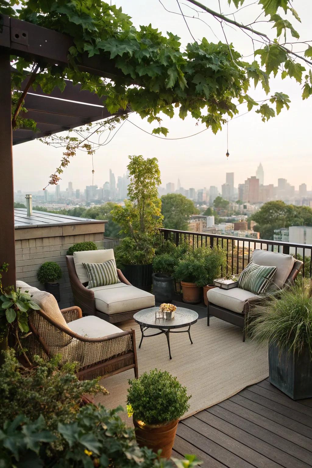 A top-level deck supplies a serene escape with breathtaking panoramas.