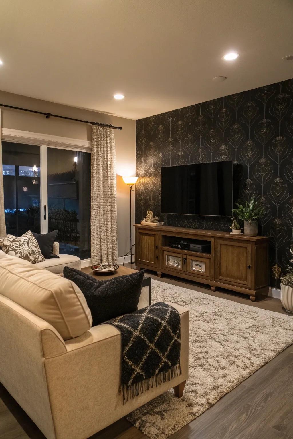 A dark color hides the TV, making it less obvious.