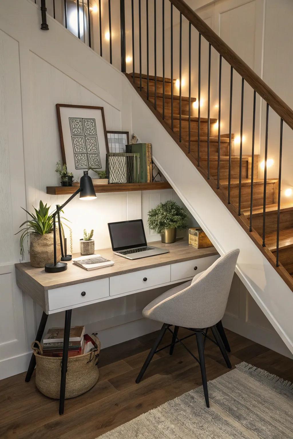 A small workspace can be established in confined areas.