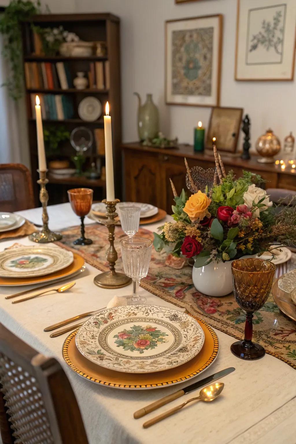 Vintage presentation plates bring a nostalgic feel to the table.