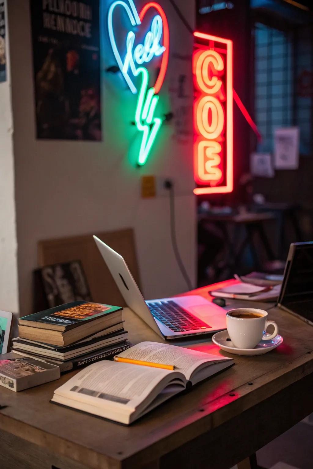 Unique lighting adds individuality to your desk.