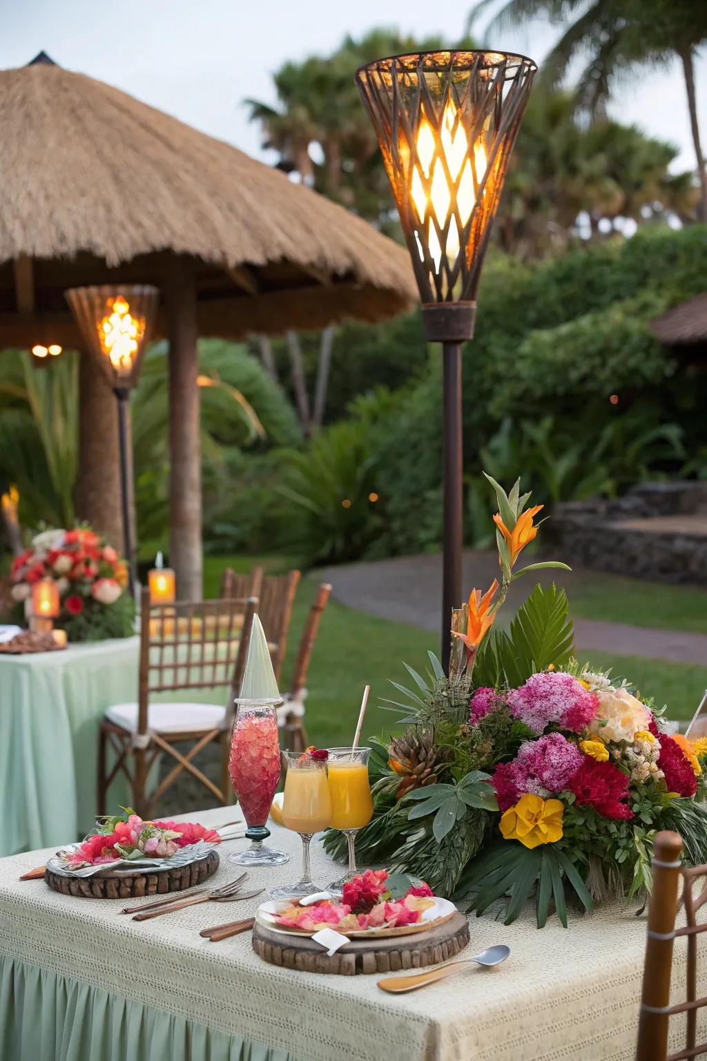 Escape to paradise with a bright exotic luau.