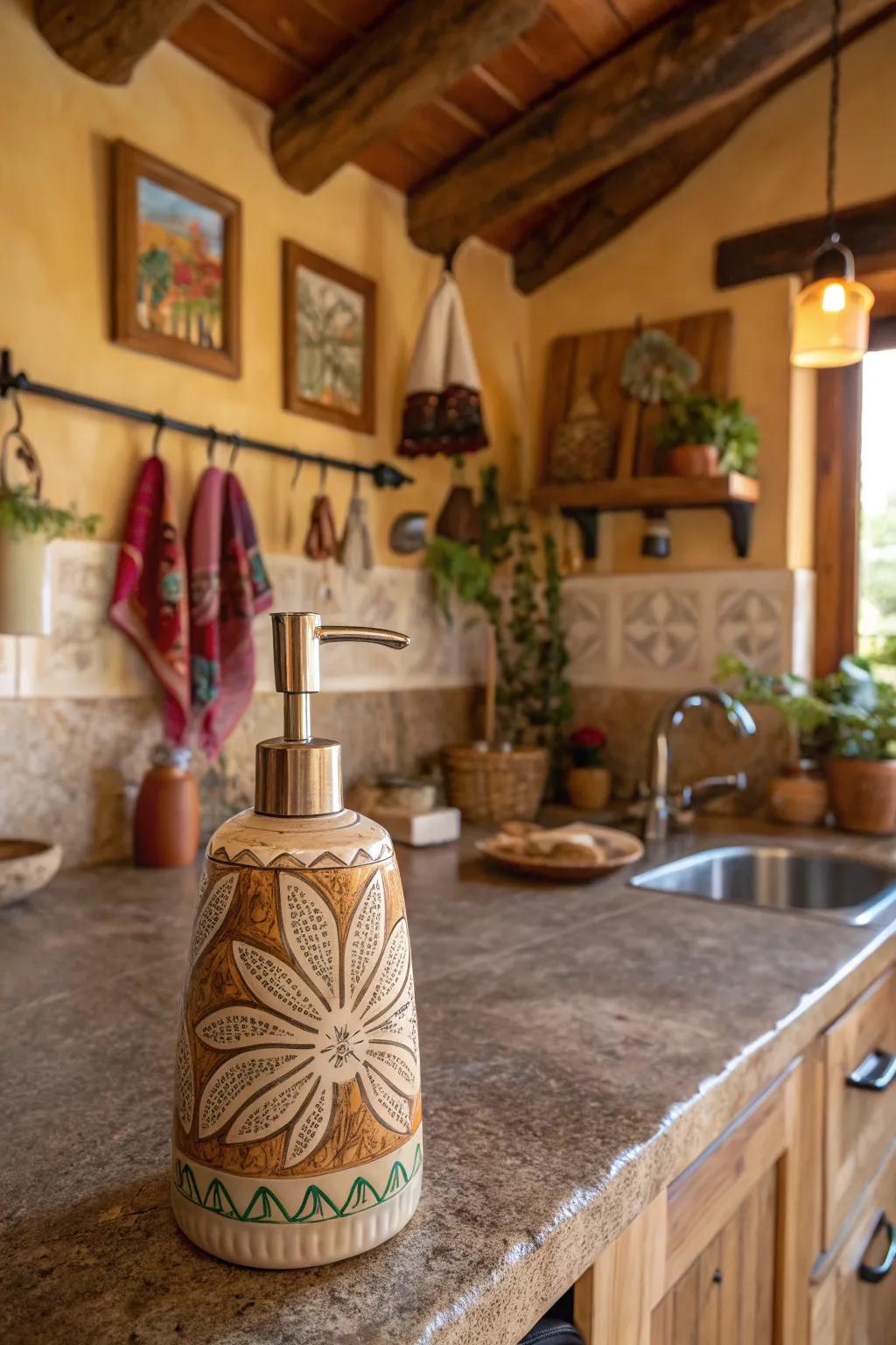 Artisanal pottery dispensers are unique and personal.