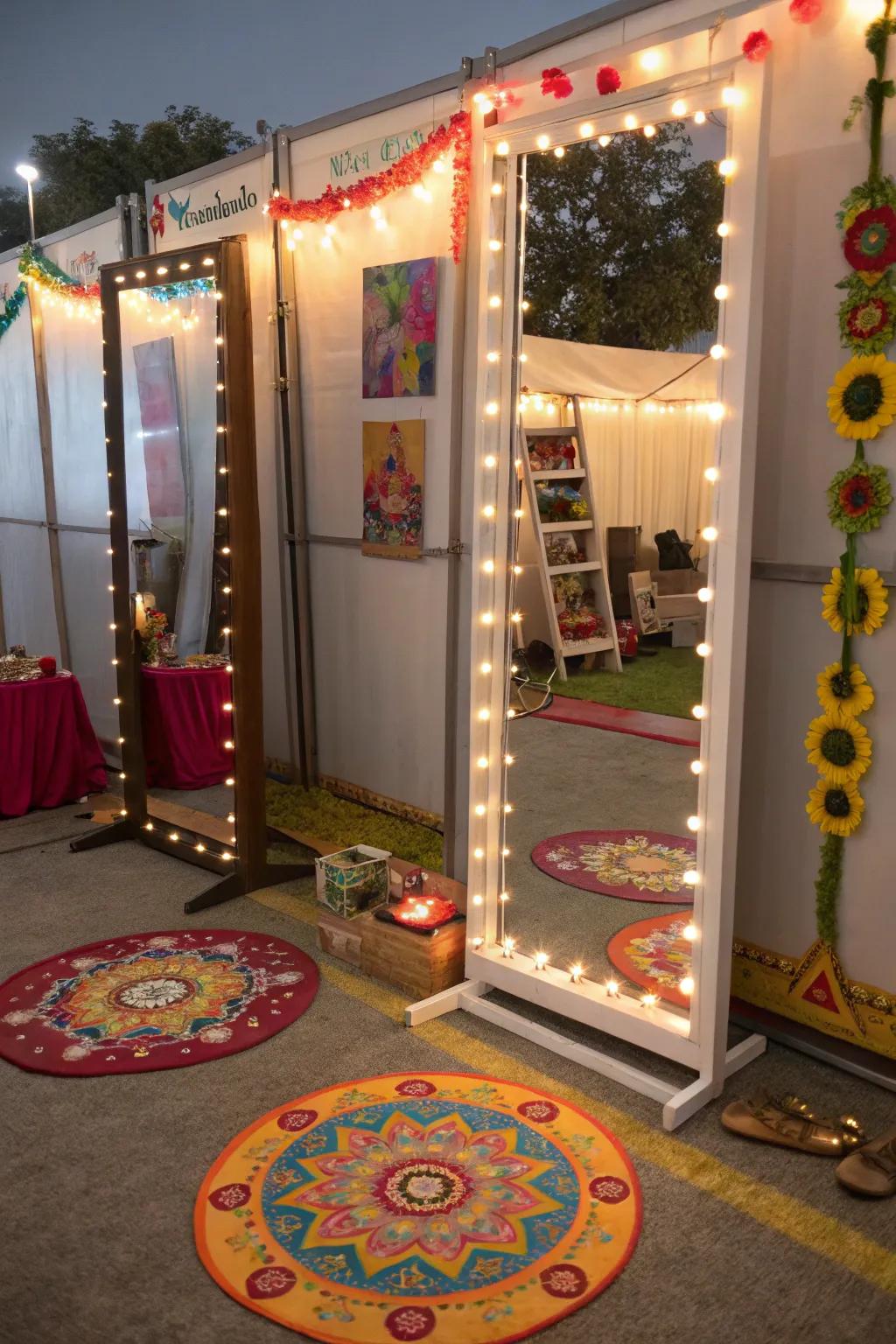 Mirrors reflecting light and adding an elegant touch.