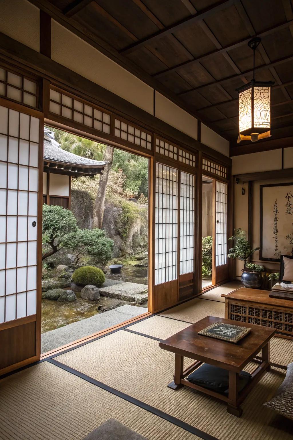 Present serenity using shoji screens.