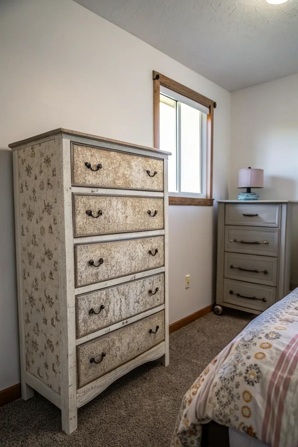 An asymmetrical dresser generating a striking impact in a compact space.