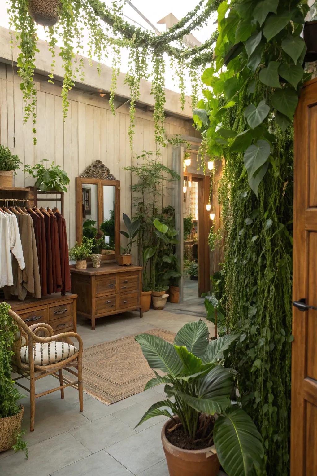 Greenery adds a natural and lively touch to your dressing room.
