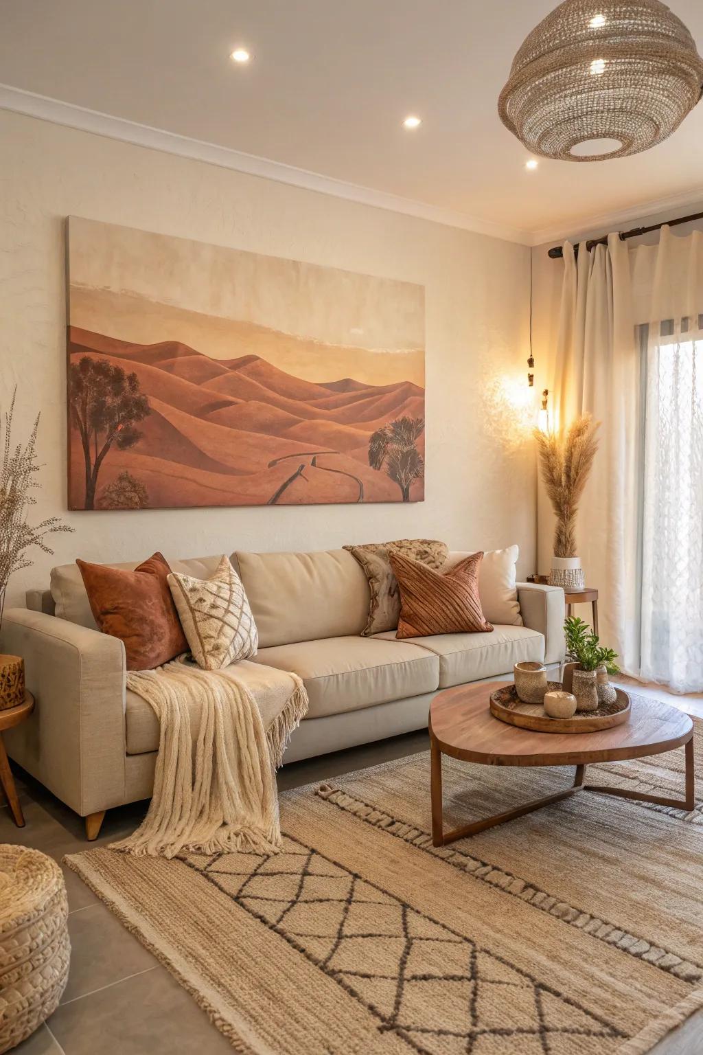 Complete your space with elegant, neutral wall art.