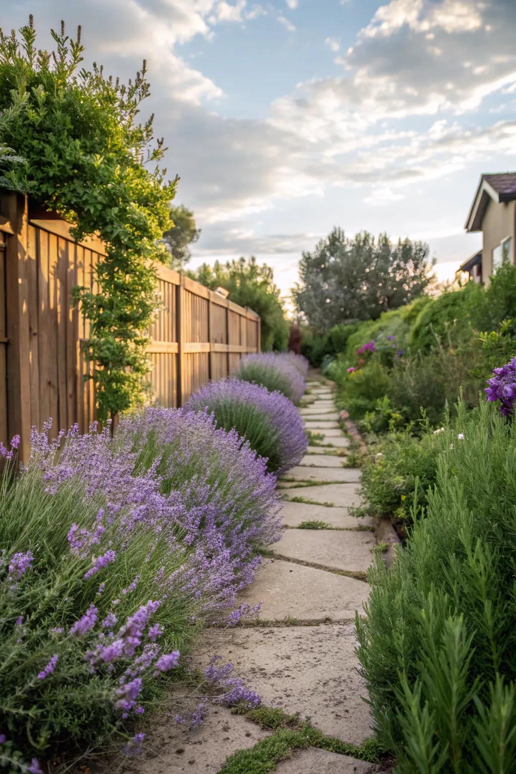 Aromatic herbs enhance the sensory experience in the garden.