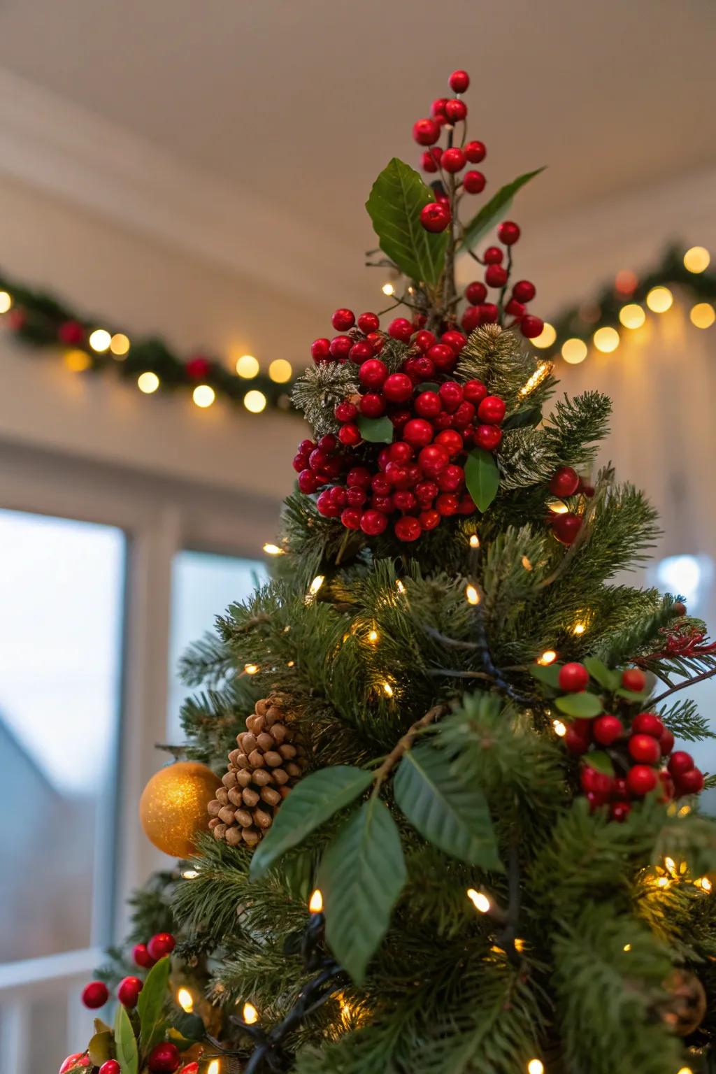 Fruitful sprays contribute festive color and charm.