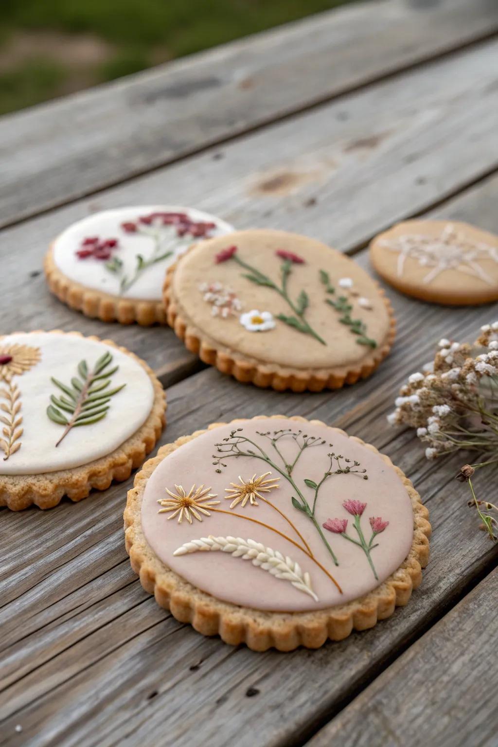 Rustic wildflower biscuits for a touch of nature.