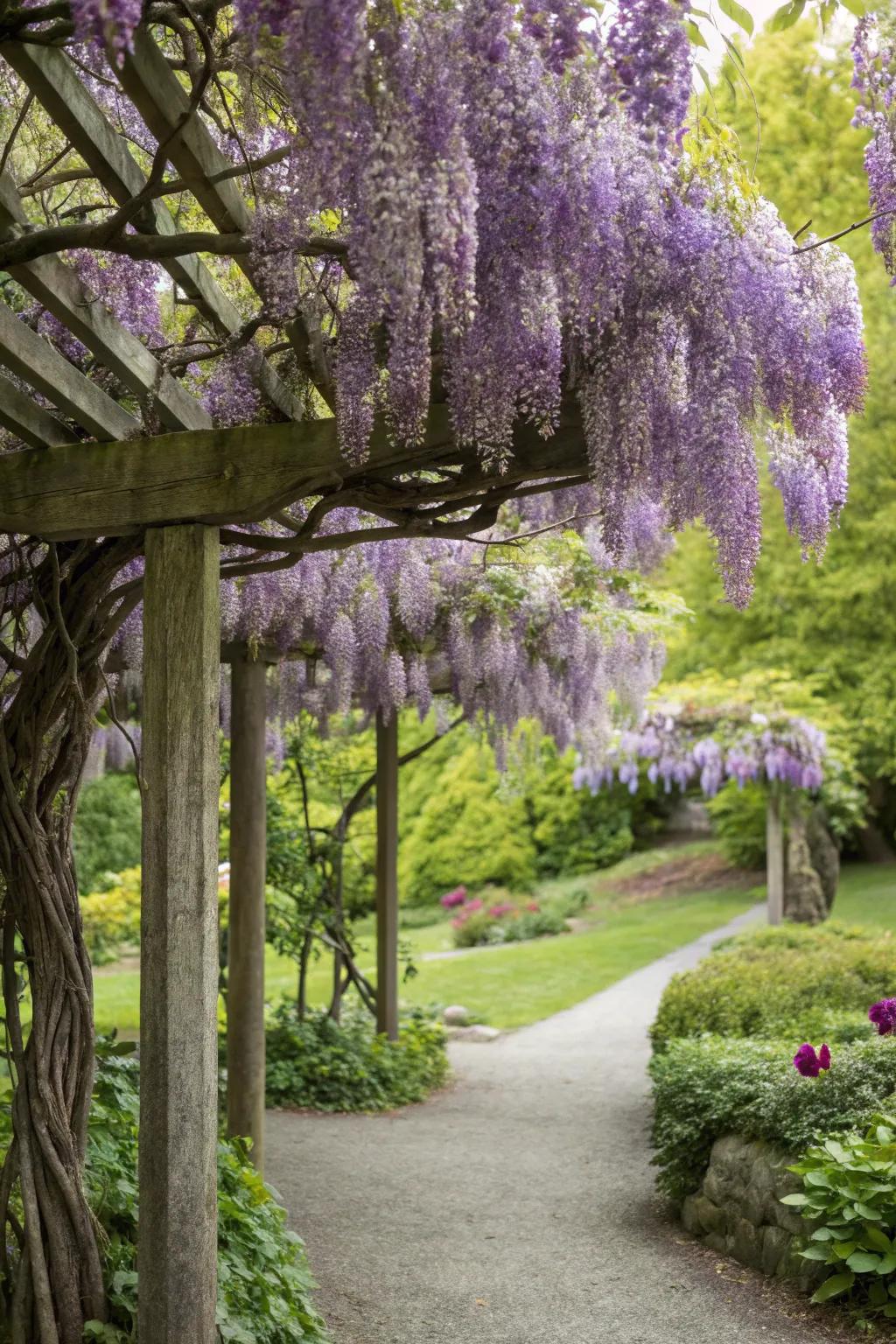 A native arbor offers a shaded escape in the garden.