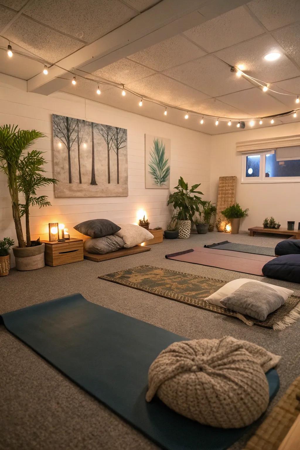 Find your inner peace in a dedicated yoga space.