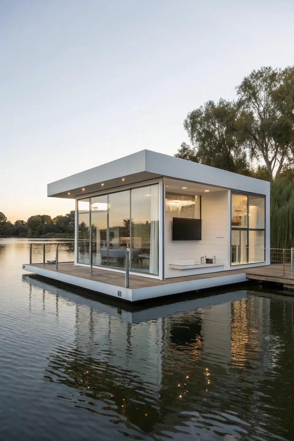 A floating entertainment center that maximizes floor space.