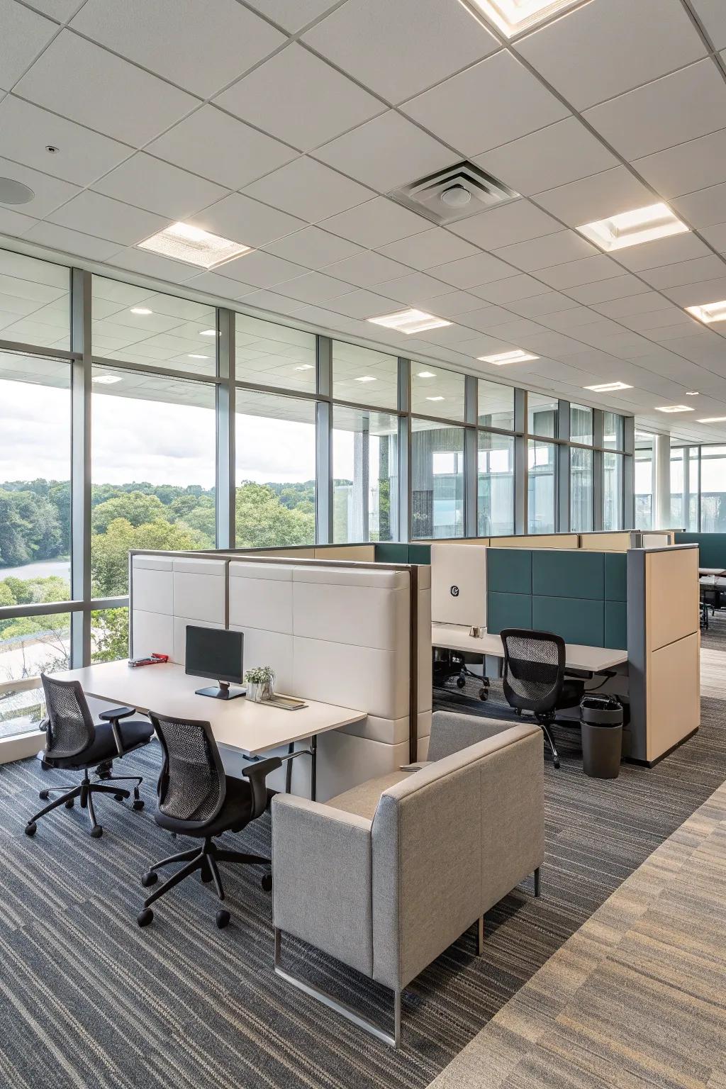 Modular furniture provides flexibility and adaptability.