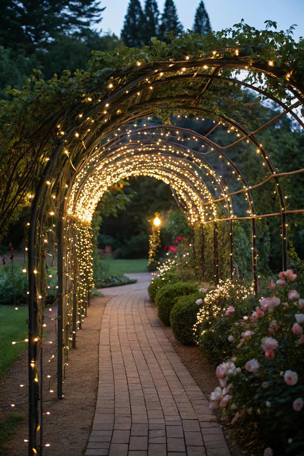 An ornamental light tunnel at the entrance welcomes guests warmly.