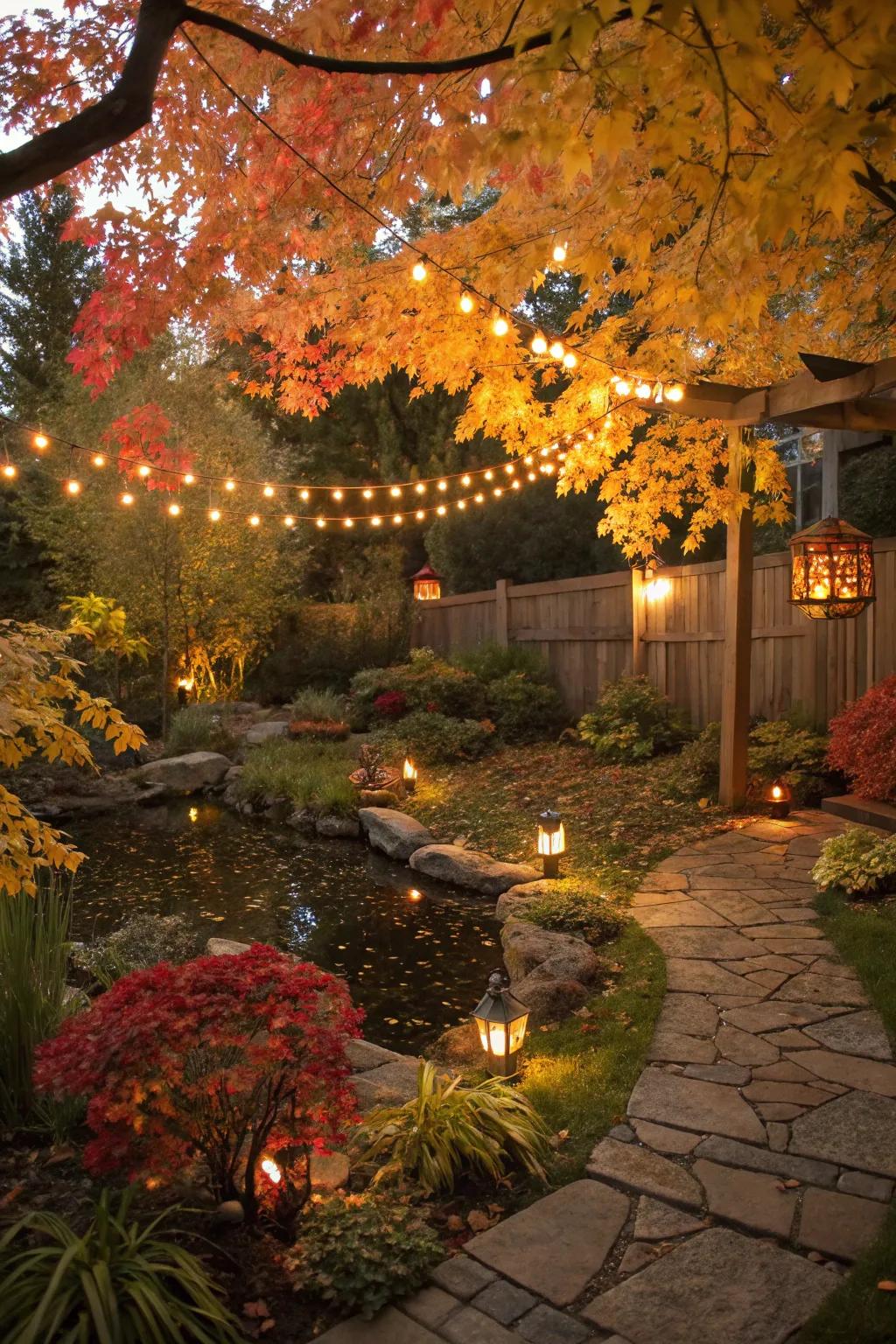 Open-air illumination elevates the enchanting ambiance of fall.