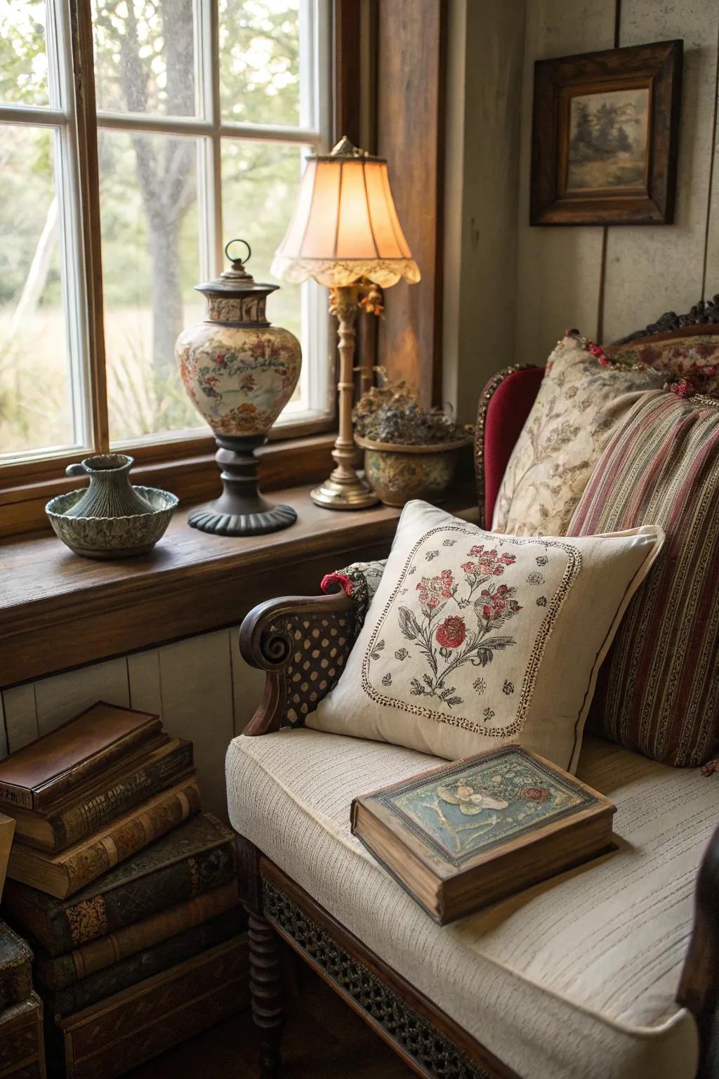 Vintage-style pillows add a nostalgic charm to your decor.