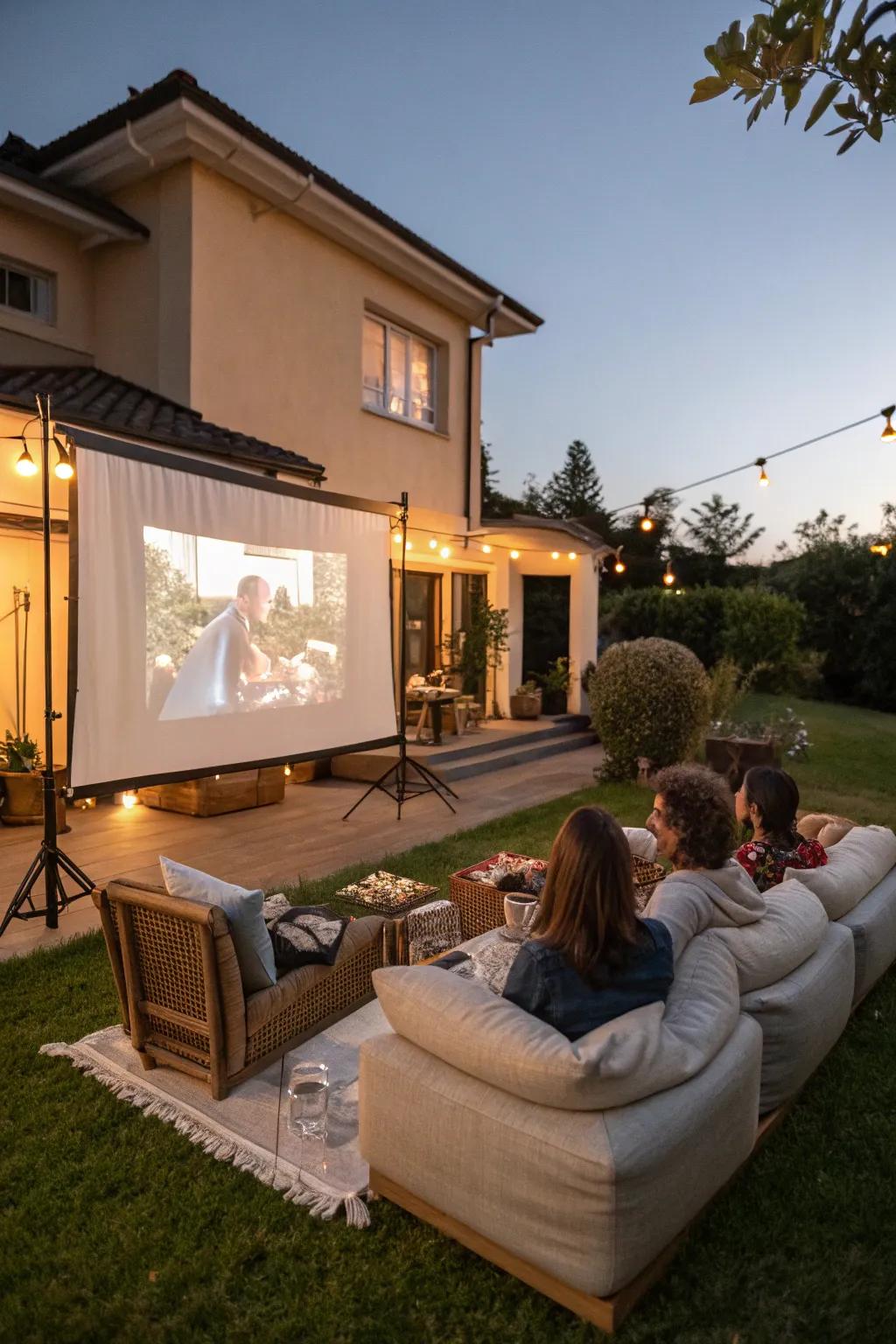 Outdoor movie nights unite the family under the starry sky.
