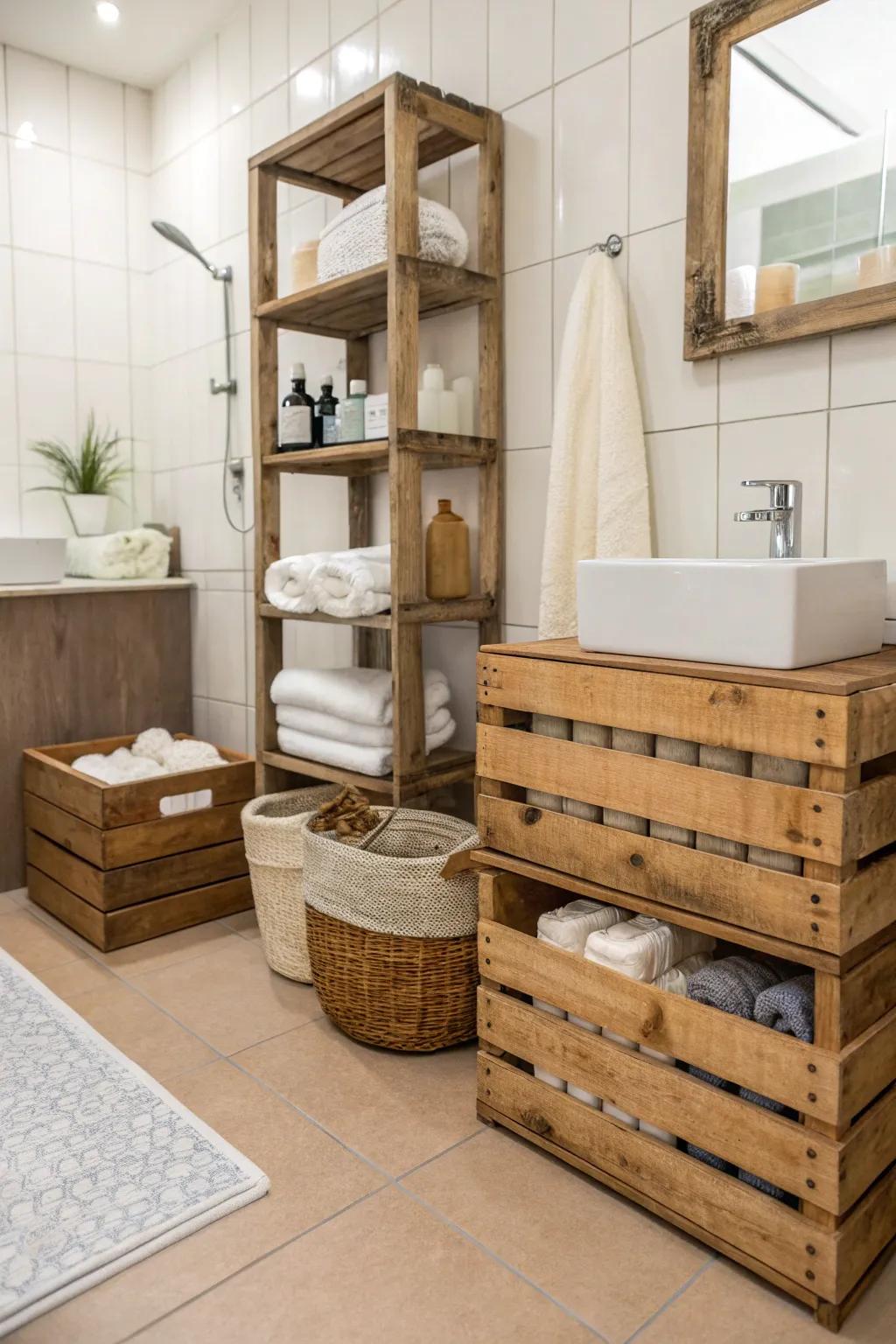 Keep your bathroom neat with box storage.