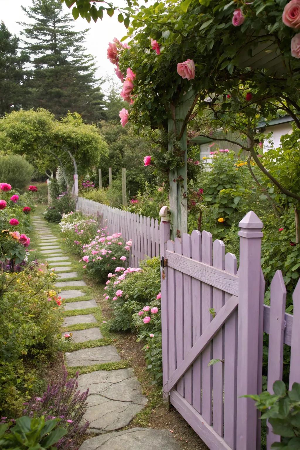 Lilac boundaries add a gentle, romantic vibe to gardens.