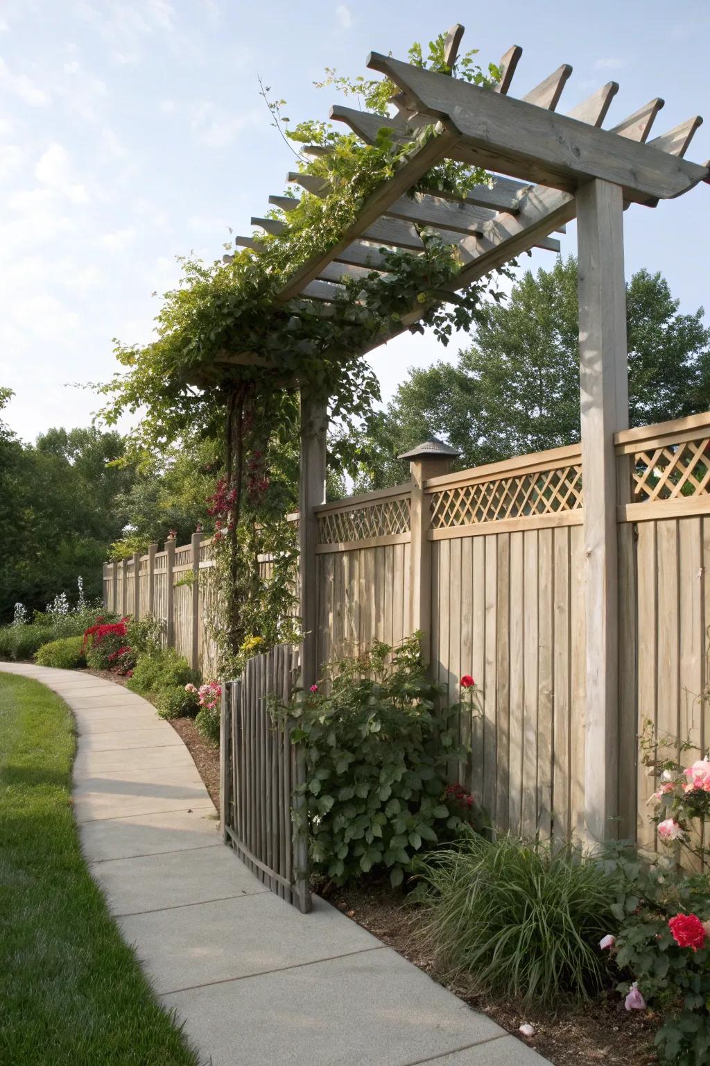 Pergola toppers offer shade and an architectural touch.