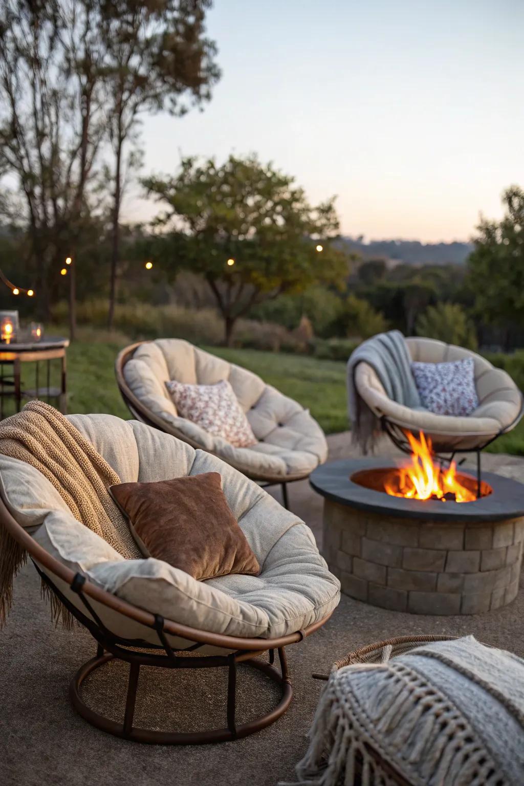 Papasan chairs provide ultimate comfort and relaxation.