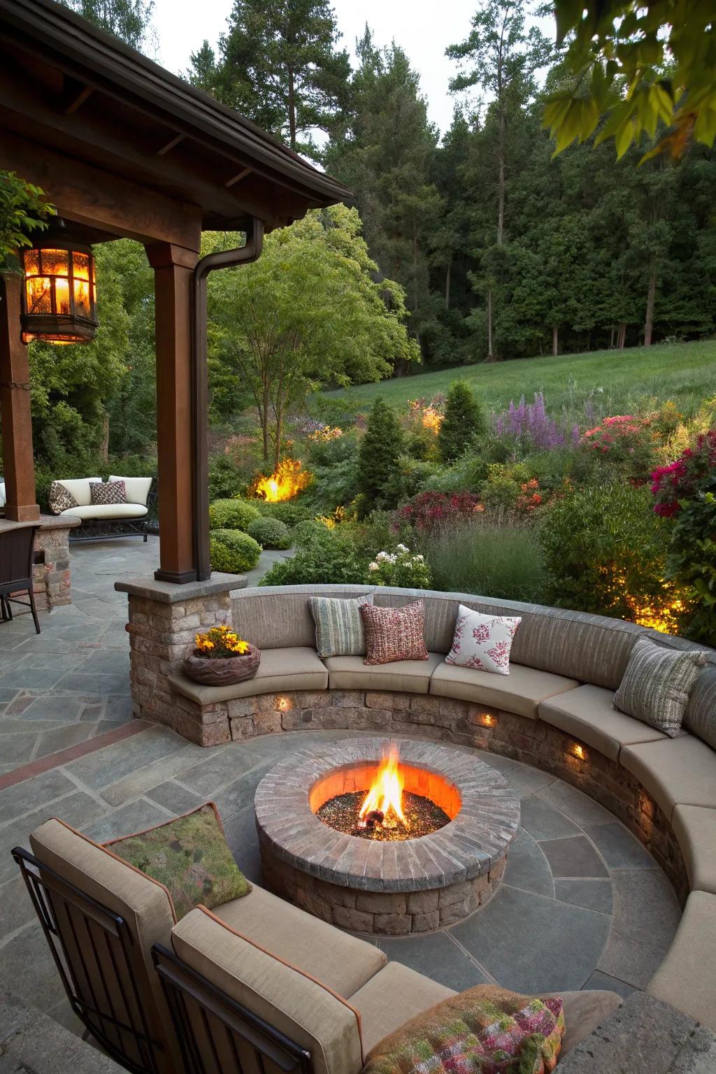 Recessed seating provides a secluded and immersive experience.
