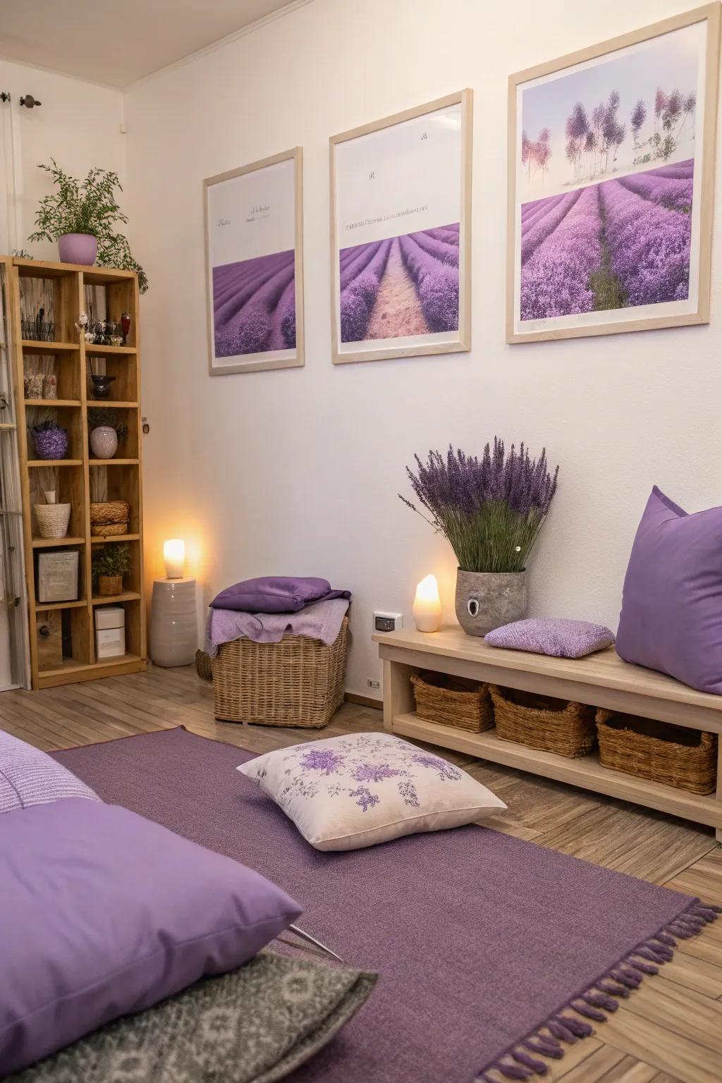 Lilac accents add a serene touch to your decor.