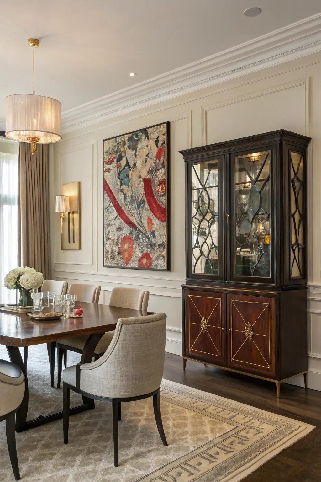A bold centerpiece can elevate the flair of your dining area.