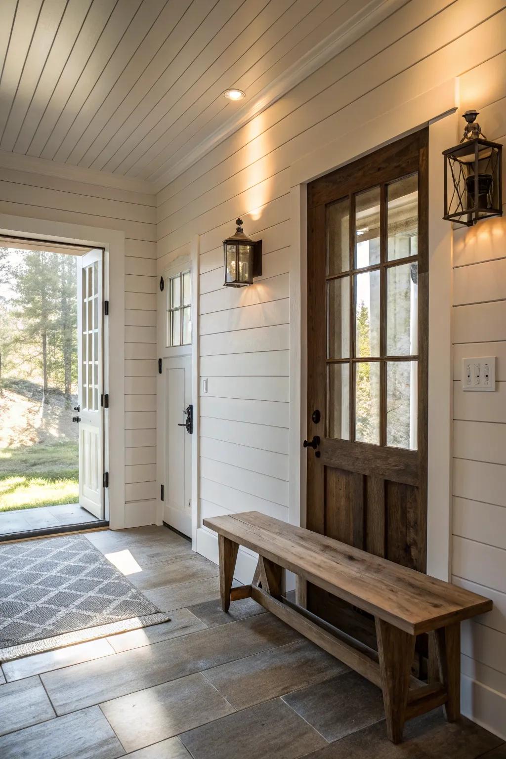 Shiplap walls offer timeless appeal.