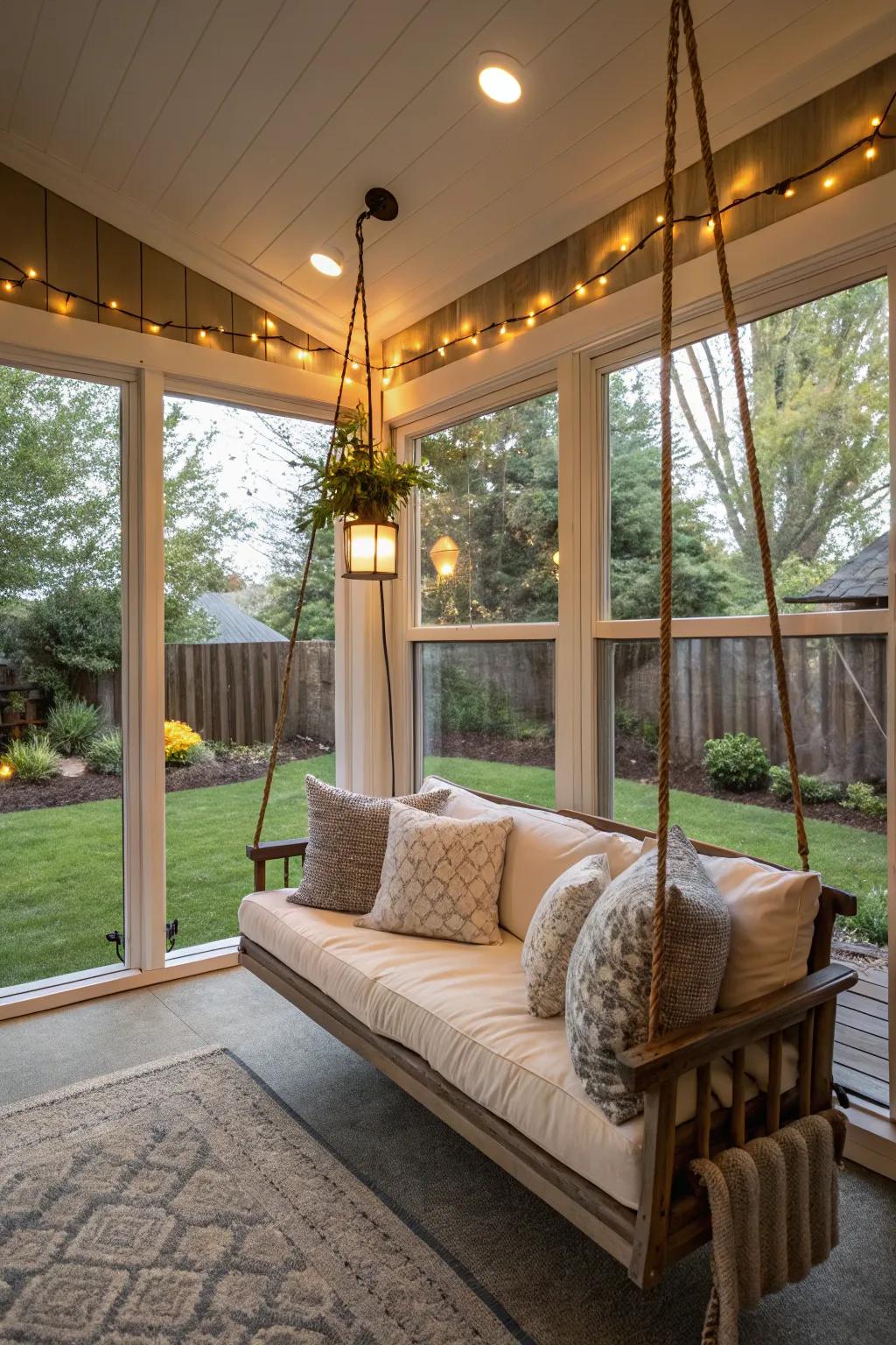 Enjoy your swing year-round in a sheltered porch.
