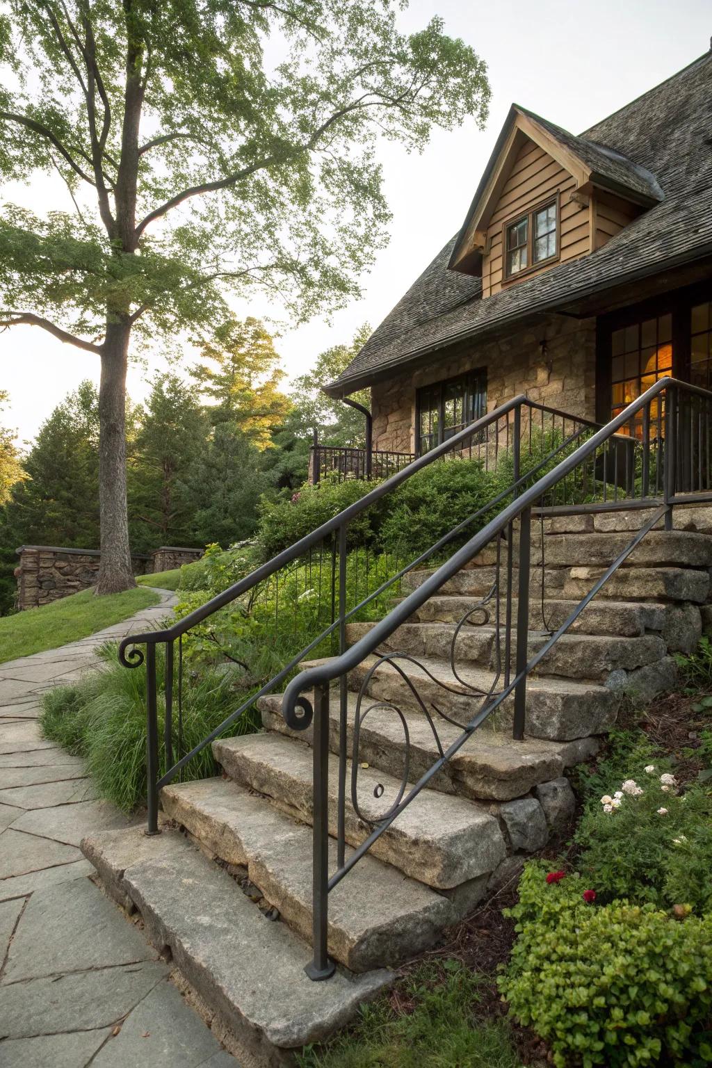 Stone and metal make a sturdy, stylish pairing.