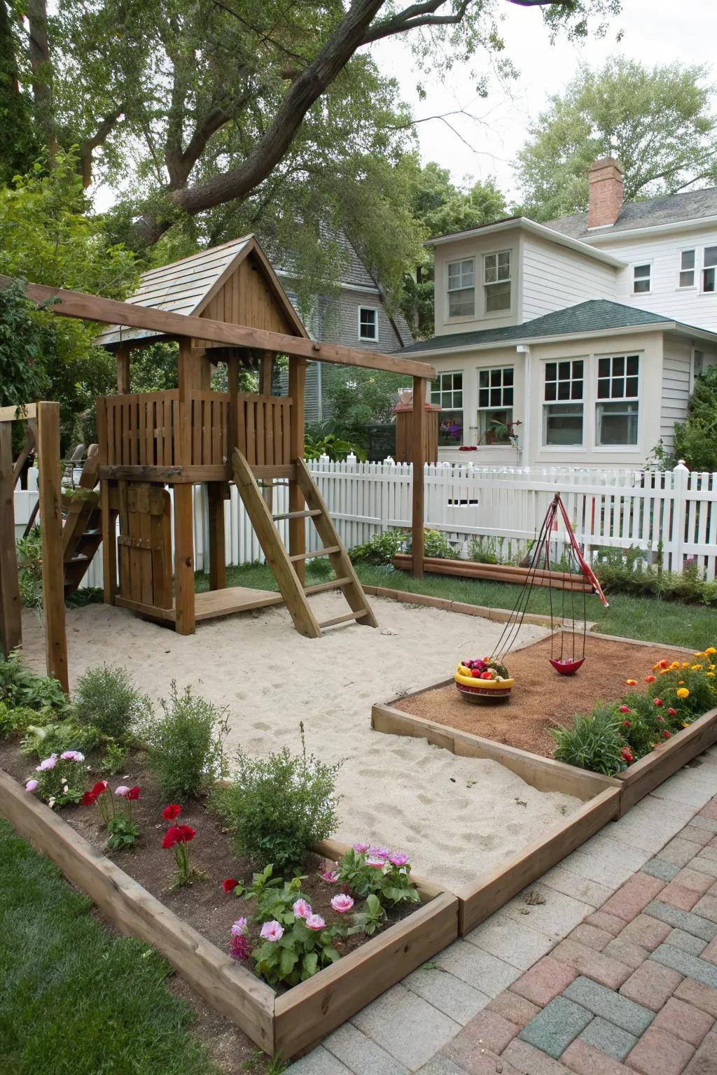 A kid-friendly spot in the courtyard for safe play.