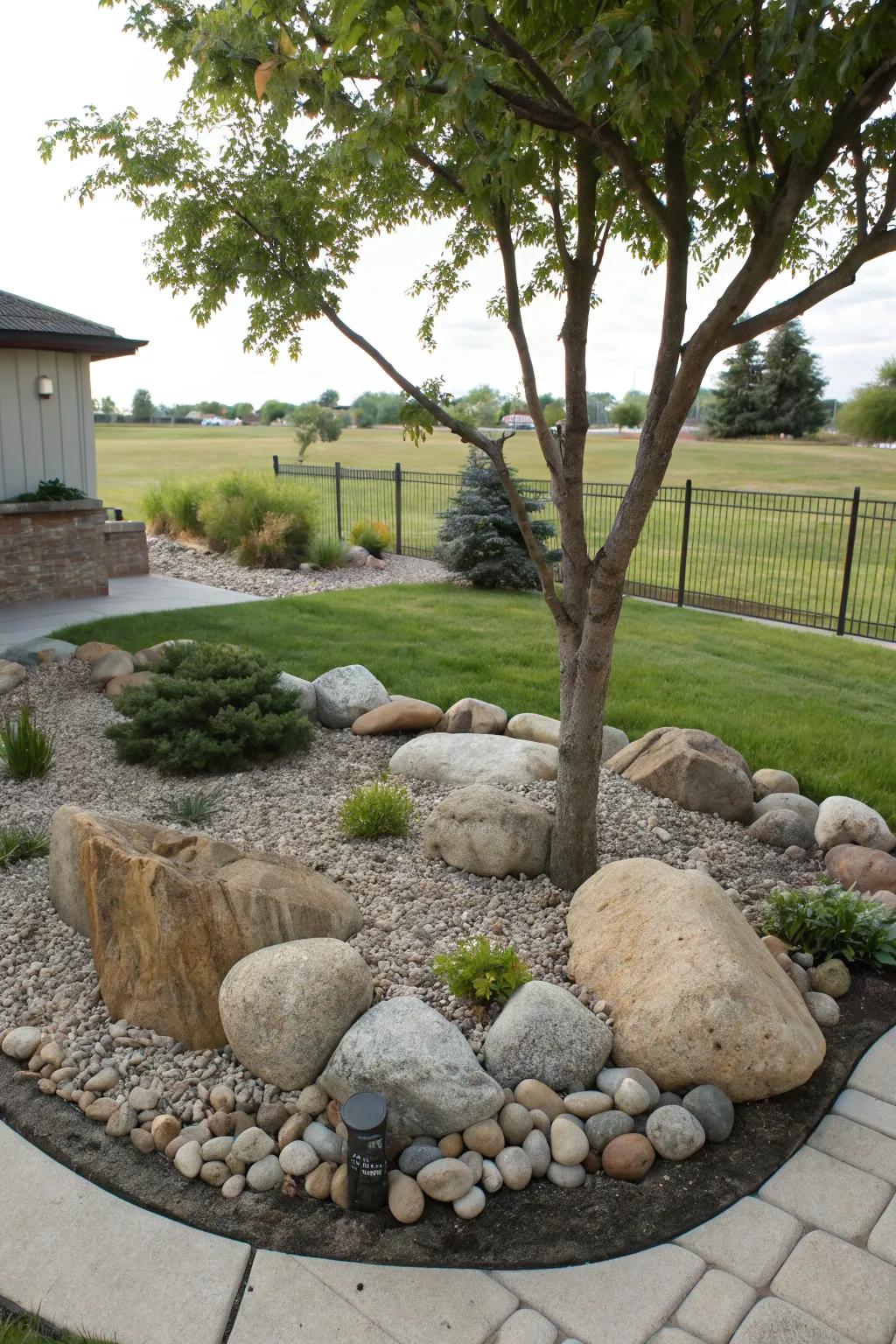 Stone gardens deliver a low-maintenance and visually appealing landscape.