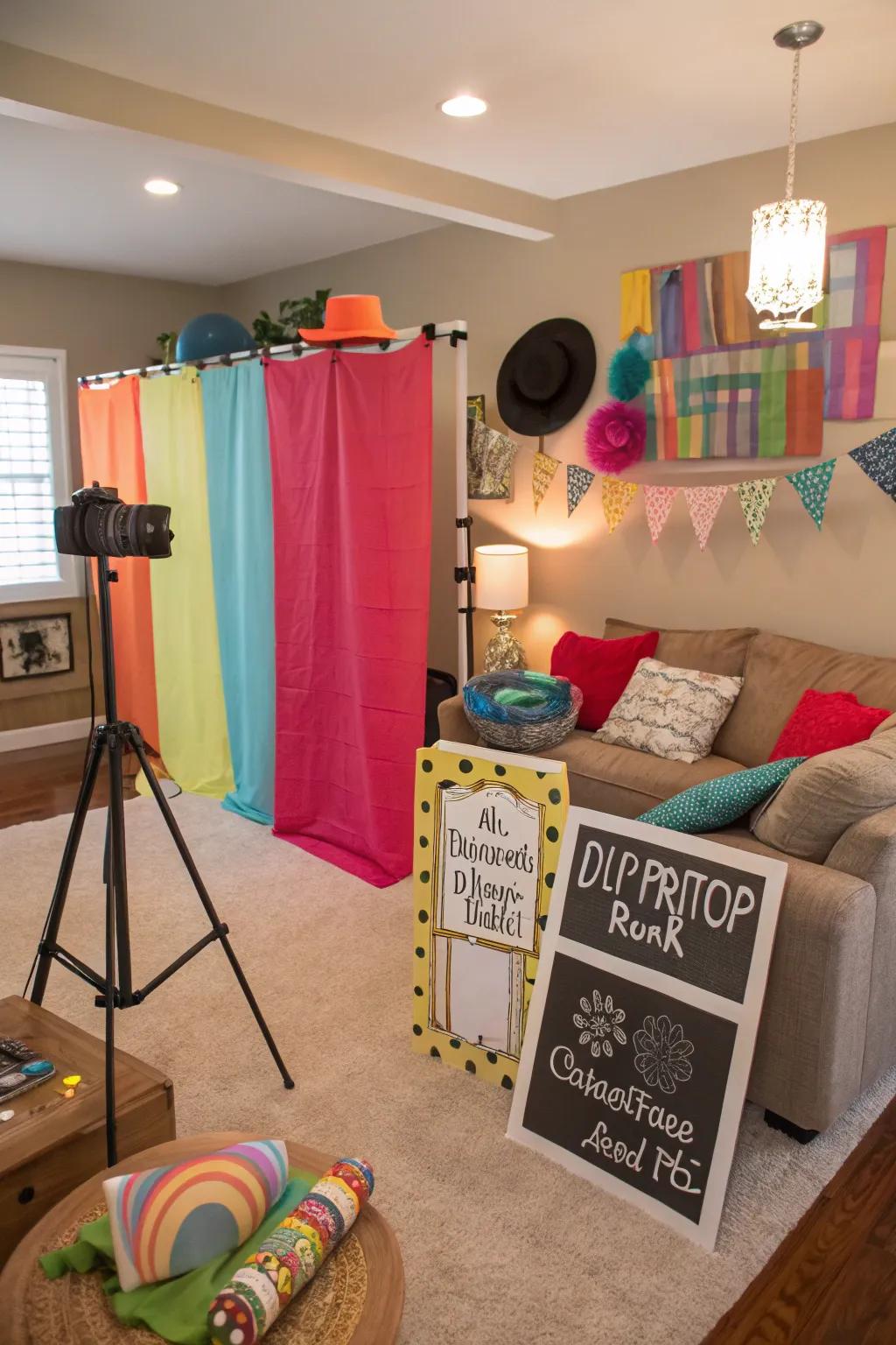 A playful DIY picture area for capturing fun Galentine's Day memories.