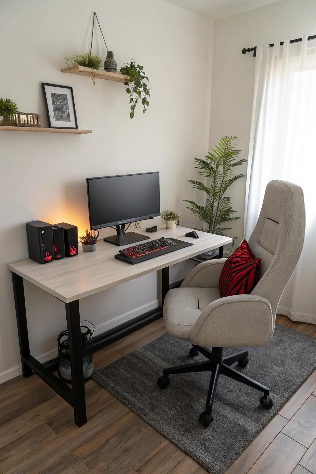 Simplicity and focus with a minimalist gaming arrangement.