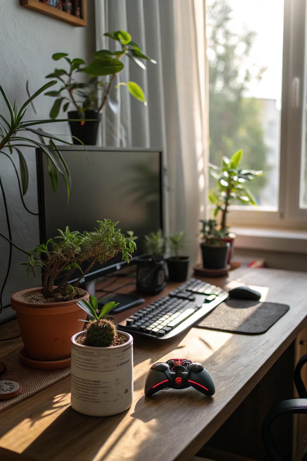 Plants add a revitalizing and soothing element to your gaming area.