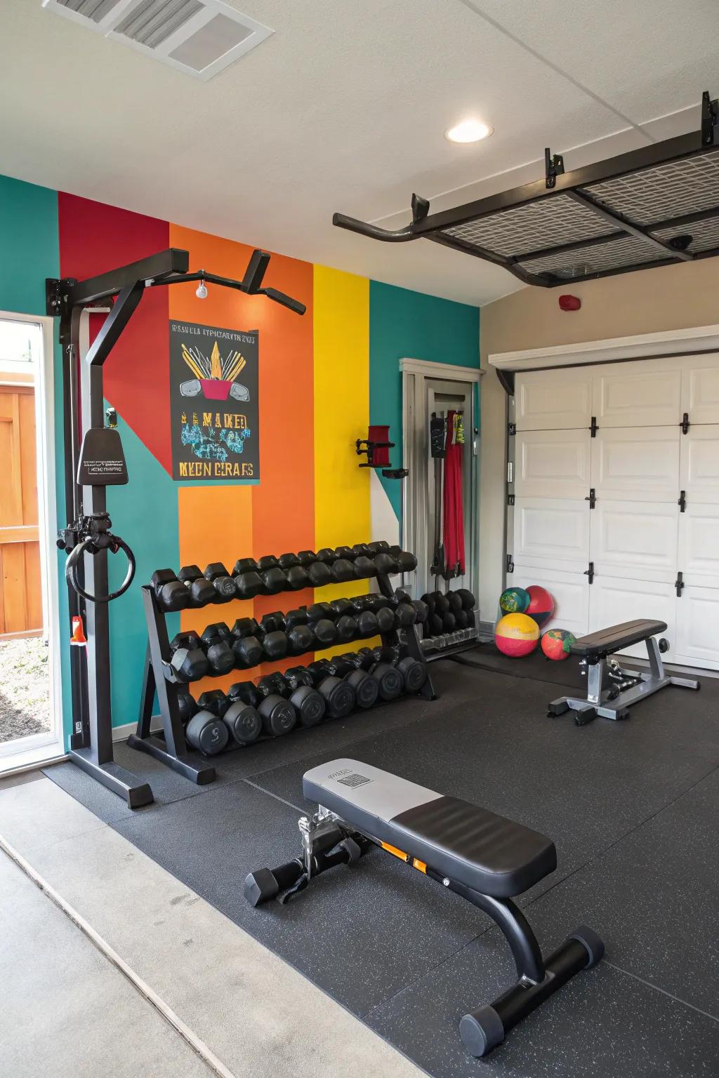 A dynamic highlighted wall can energize and customize your fitness space.