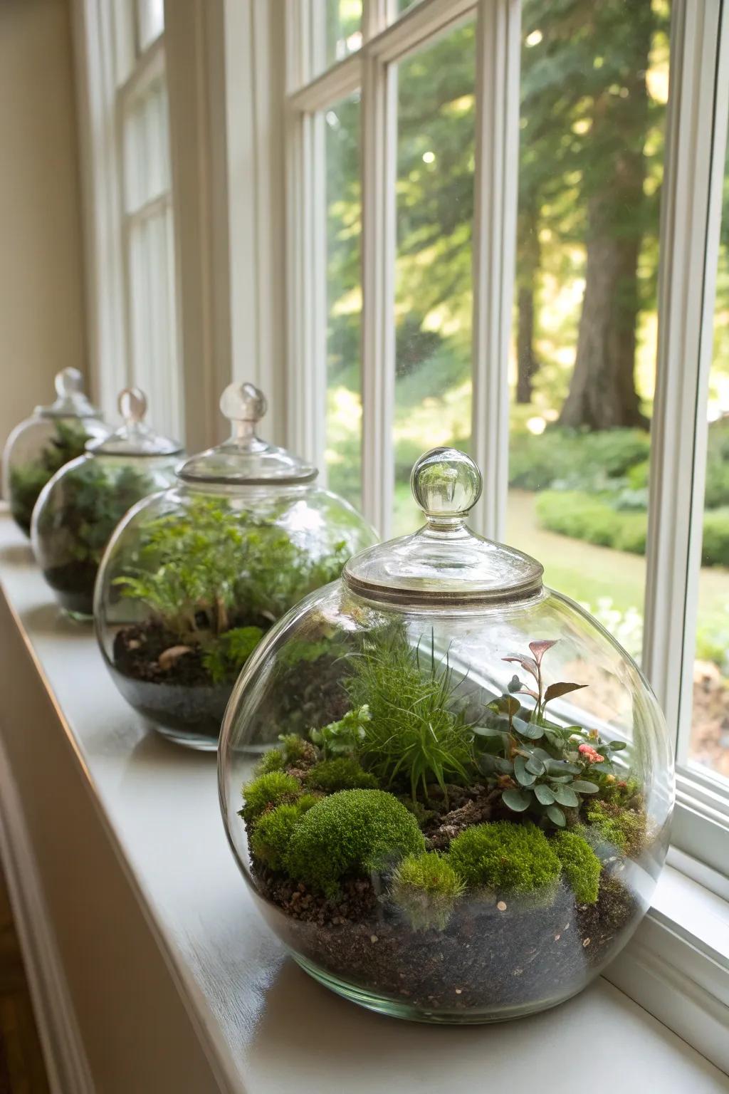 Glass terrariums add class and charm.