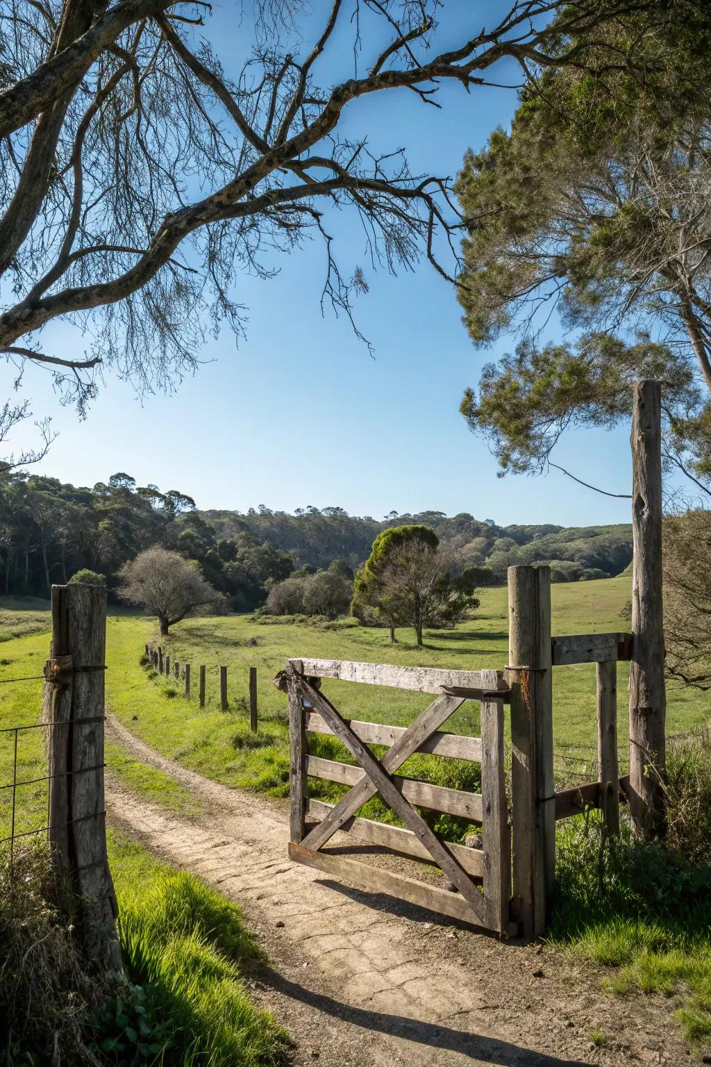 A country wood gate brings a hint of the countryside to your home.