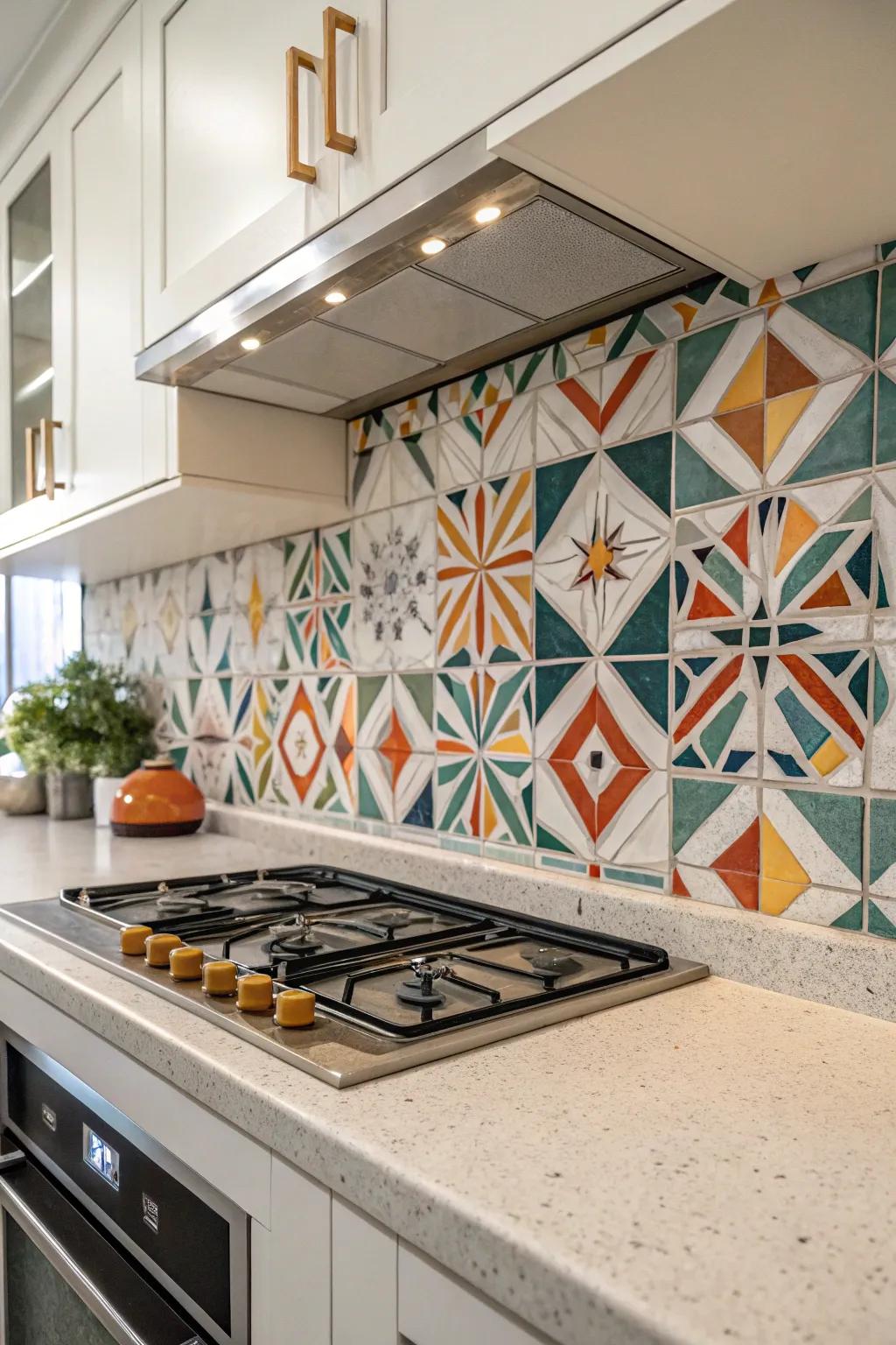Connected tiles make a special and stylish kitchen backdrop.