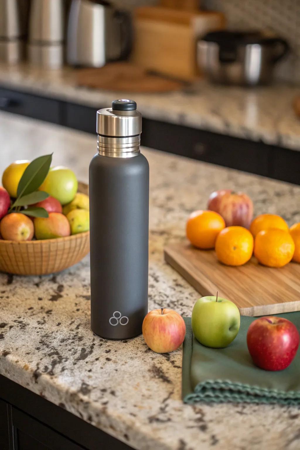 Stay refreshed with a stylish and sustainable water container.