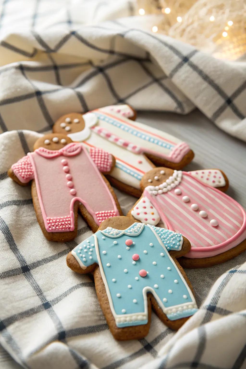 Gingerbread treats in their holiday pajamas.