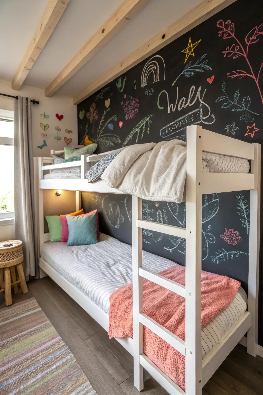 A board wall fosters creativity and enjoyment.