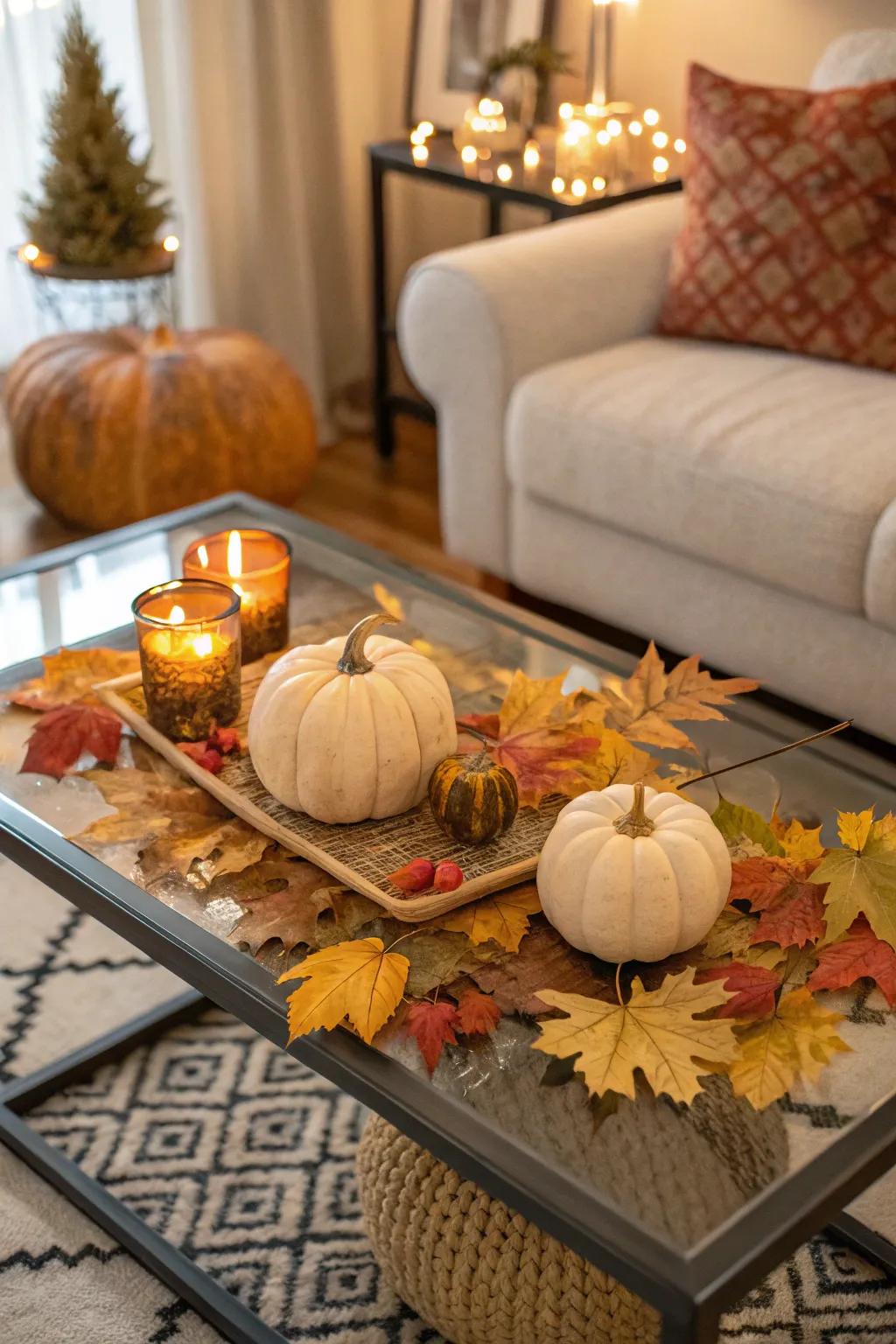 Seasonal decor keeps your coffee table looking fresh and inviting.