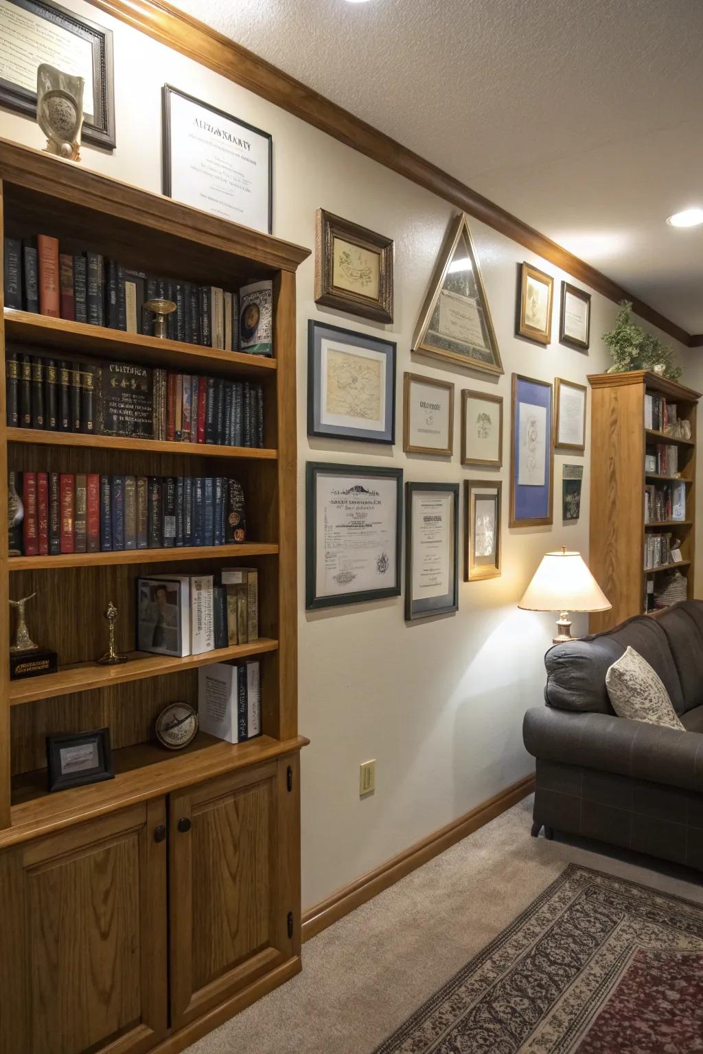 Gallery arrangements create an inspiring focal point of achievement.