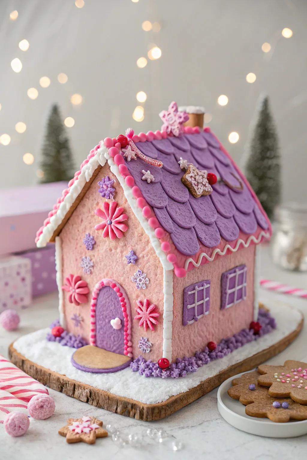 Sugared plum fairy confectionary house exhibiting a fanciful nuance.