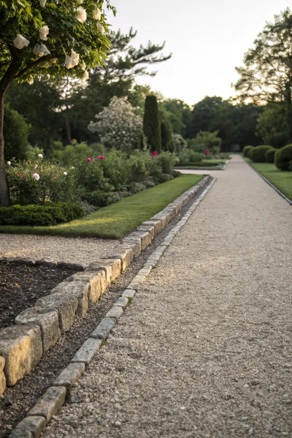 A timeless stone chip trail with stone edging